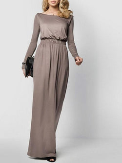 Women Elegant Boat Neck Empire waist  Waist Maxi Dresses