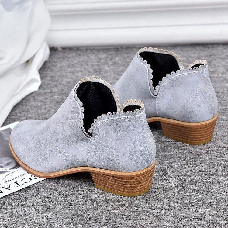 Women Booties Slip On Low Heel Ankle Plus Size Shoes