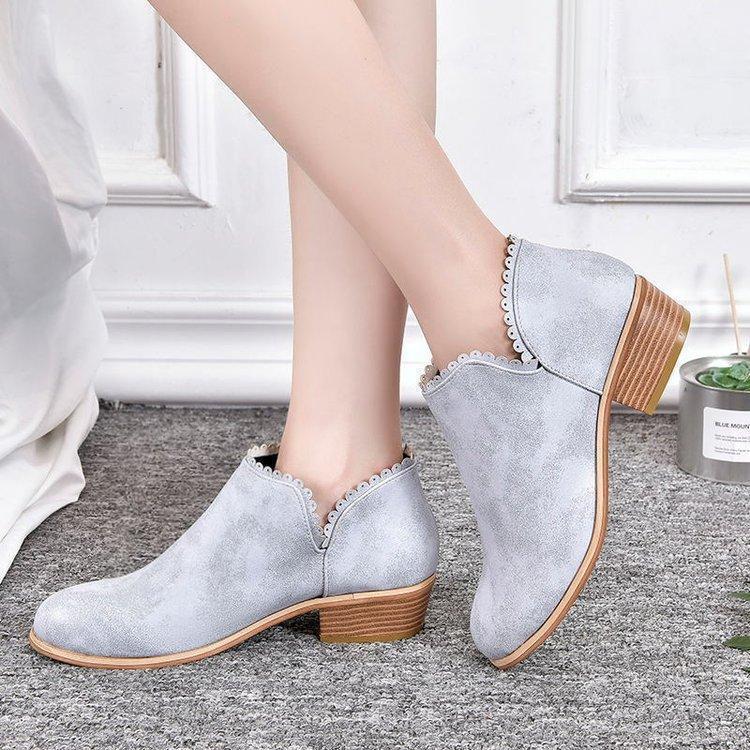 Women Booties Slip On Low Heel Ankle Plus Size Shoes