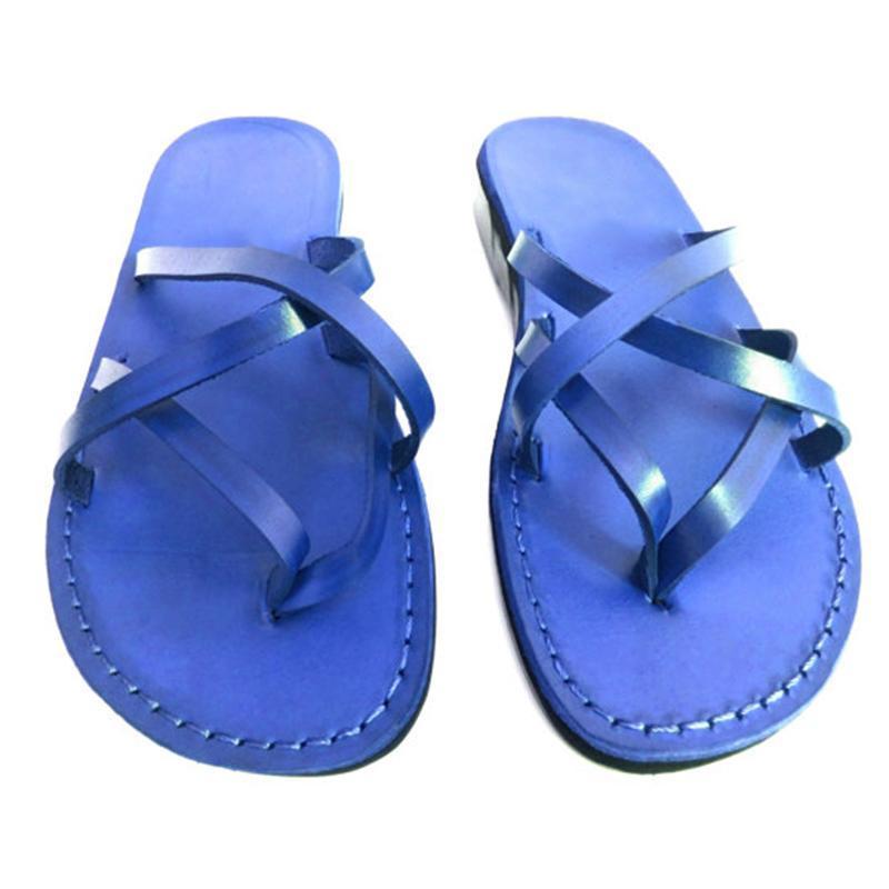 Women Leather Slippers Casual Flip Flops Shoes